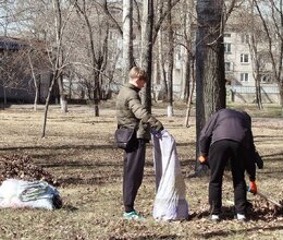 Уборка территории в учреждении