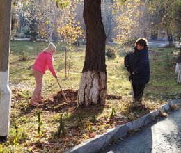 Продолжаем благоустройство территории в пансионате под ярким осенним солнцем